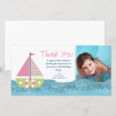 Bedankje Zeilboot Verjaardagsfeestje Fotokaart Bedankkaart (Voorkant / Achterkant)