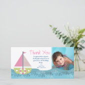 Bedankje Zeilboot Verjaardagsfeestje Fotokaart Bedankkaart (Staand voorkant)