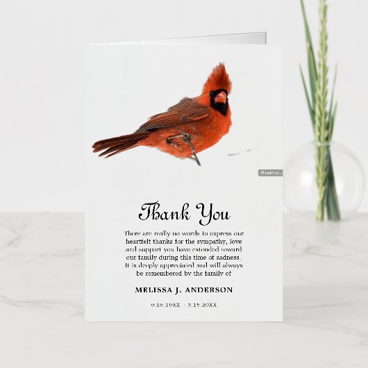 bedankjes na begrafenis - Kardinaal Begrafenis Folie Wenskaart (Voorkant)