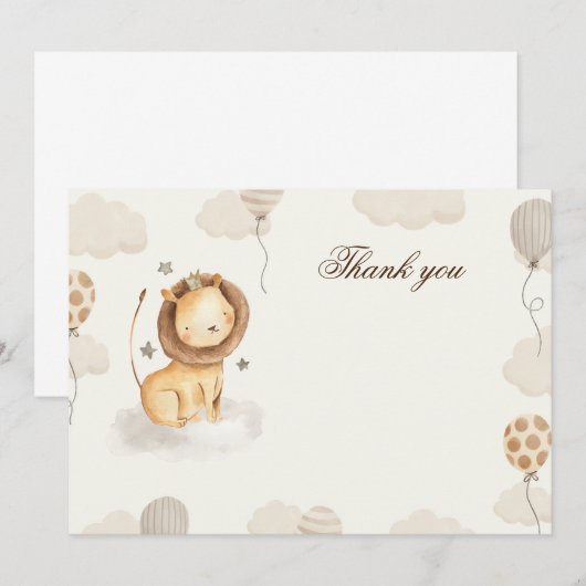Bedankkaart blanco leeuw neutrale kleuren kaart (Voorkant / Achterkant)