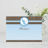 Bedankkaart blanco olifant blauw bruin kaart (Staand voorkant)