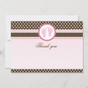 Bedankkaart blanco roze bruine baby shower kaart