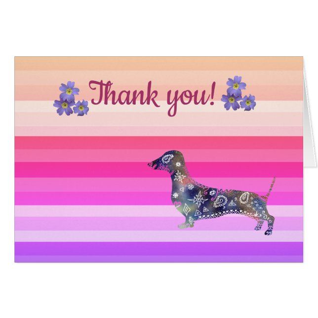 Bedankkaart Bloemen Dachshund (Voorkant Horizontaal)