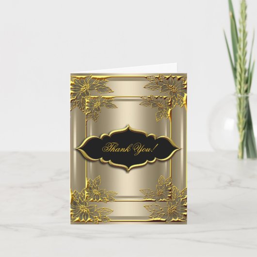 Bedankkaart Elegant Coffee Zwart Goud (Voorkant)