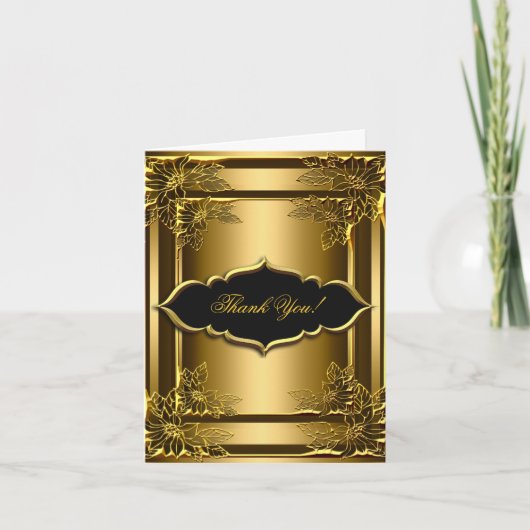 Bedankkaart Elegant Zwart Goud (Voorkant)