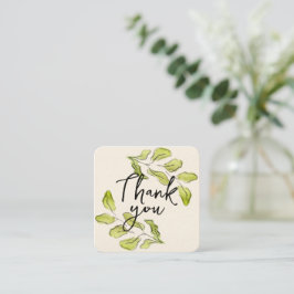 Bedankkaart - Elegante botanische waterverf blad Vierkante Visitekaartje
