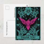 Bedankkaart. Exotische roze vogel, donkerblauw Briefkaart (Voorkant / Achterkant)