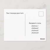 Bedankkaart. Exotische roze vogel, donkerblauwe P Briefkaart (Achterkant)