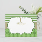 Bedankkaart groen goud golf kaart (Staand voorkant)