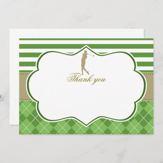 Bedankkaart groen goud golf kaart (Voorkant / Achterkant)
