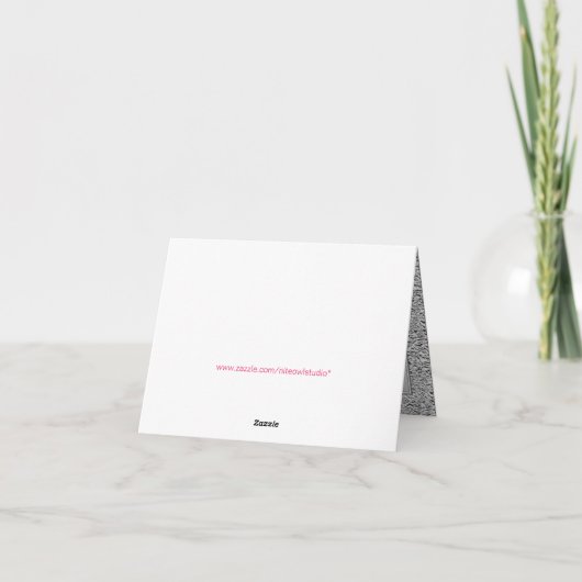 Bedankkaart | Heet Roze, Zilver Folie Uiterlijk (Achterkant)