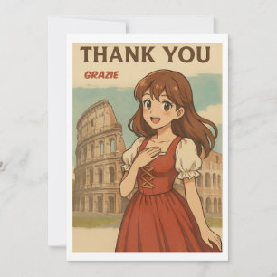 Bedankkaart - Italiaans anime-meisje in Rome