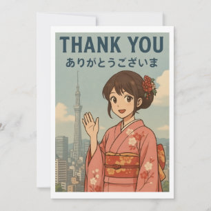 Bedankkaart - Japans Kimonomeisje in Tokio