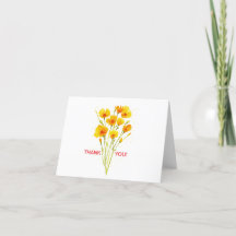 Bedankkaart klaproos waterverf tuin wilde bloemen