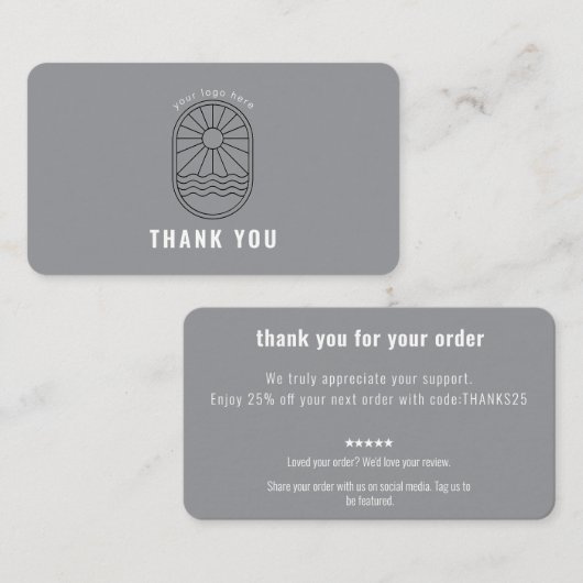 Bedankkaart Korting Code Review Logo Zakelijk Visitekaartje (Voorkant / Achterkant)