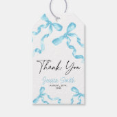 Bedankkaart met blauwe strik cadeaulabel (Voorkant)