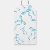 Bedankkaart met blauwe strik cadeaulabel (Achterkant)