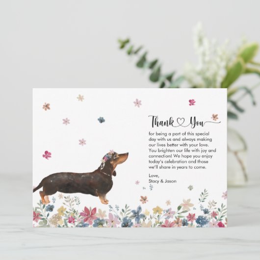 Bedankkaart met Dachshund hond Kaart (Staand voorkant)