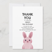 Bedankkaart met roze konijn kaart (Voorkant)