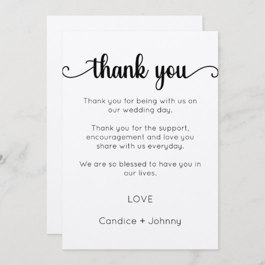 Bedankkaart, Script Bedankkaart Kaart (Voorkant / Achterkant)