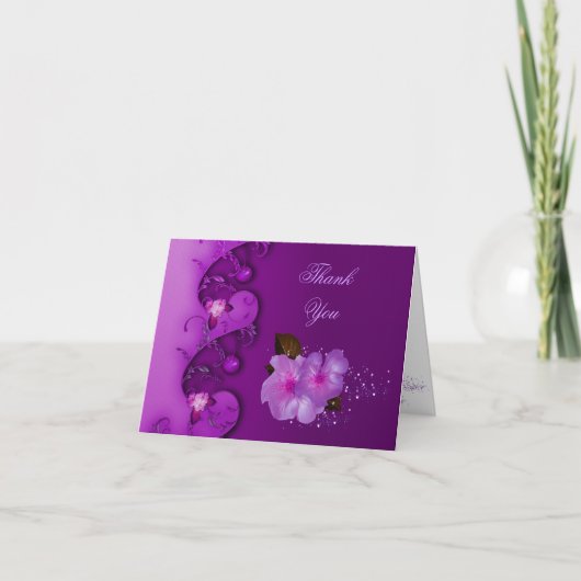 Bedankkaart Seringpaarse Bloemen (Voorkant)