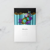 Bedankkaart Teal Blauw Zwart Goud Paars Bloem (Binnen)