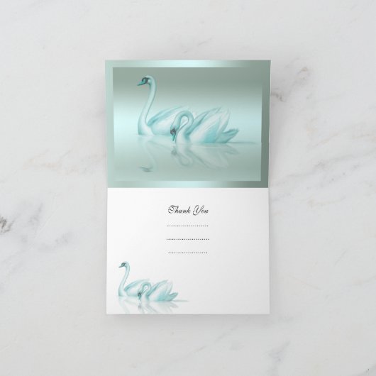 Bedankkaart Teal Blauwe Zwaan (Binnen)