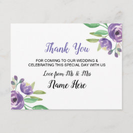 Bedankkaart Trouwkaart Paarse Bloem Bloemstuk