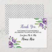 Bedankkaart Trouwkaart Paarse Bloem Bloemstuk (Voorkant / Achterkant)