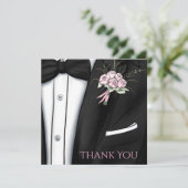 Bedankkaart - Verfijnde Bruidegom Boutonniere (Staand voorkant)