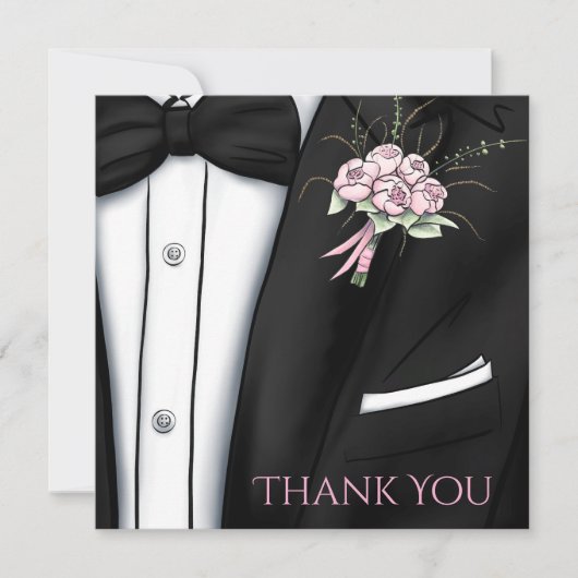 Bedankkaart - Verfijnde Bruidegom Boutonniere (Voorkant)