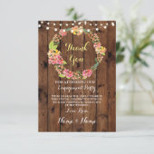 Bedankkaart Verlovings Bloemstuk Bruiloft Hout (Staand voorkant)