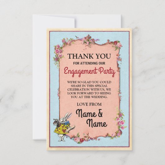 Bedankkaart Verlovingsfeest Wonderland Konijn (Voorkant)