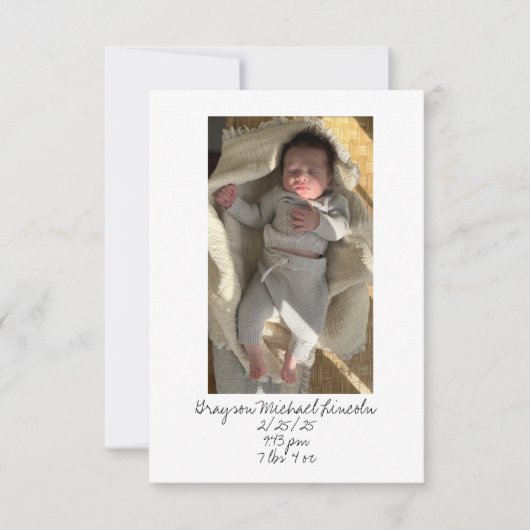 BEDANKKAART VOOR BABY CADEAU (Voorkant)