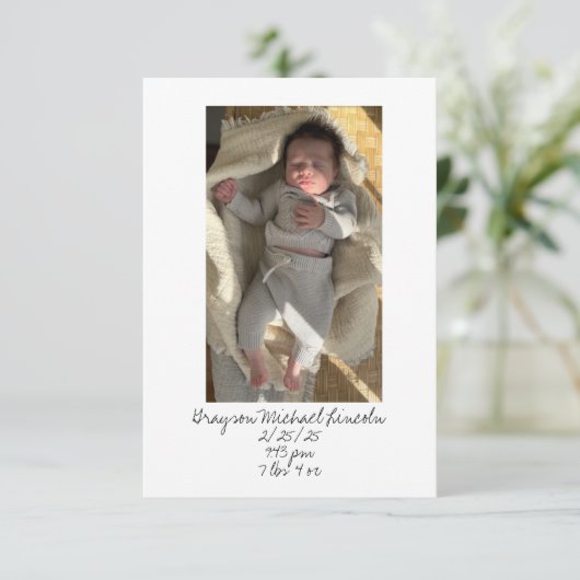 BEDANKKAART VOOR BABY CADEAU (Staand voorkant)