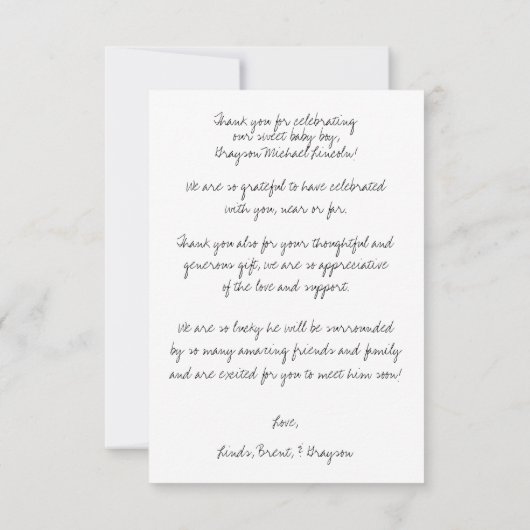 BEDANKKAART VOOR BABY CADEAU (Achterkant)