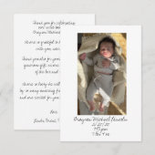 BEDANKKAART VOOR BABY CADEAU (Voorkant / Achterkant)