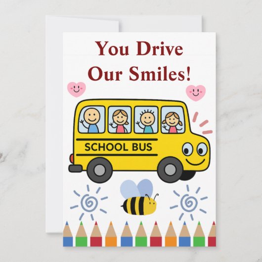Bedankkaart Voor Buschauffeur Van Kinderen of Fami (Voorkant)