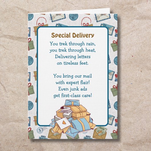 Bedankkaart voor een postbode kaart