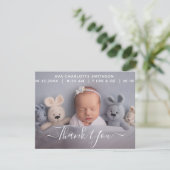     Bedankkaart voor gepersonaliseerde geboorteaan (Staand voorkant)