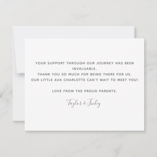     Bedankkaart voor gepersonaliseerde geboorteaan (Achterkant)