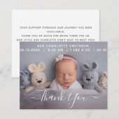     Bedankkaart voor gepersonaliseerde geboorteaan (Voorkant / Achterkant)