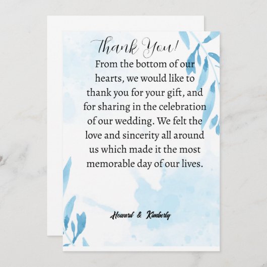 Bedankkaart voor het bijwonen van een bruiloft (Voorkant / Achterkant)