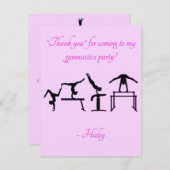 Bedankkaart voor Turnen Verjaardagsfeestje (Voorkant / Achterkant)