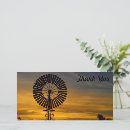 Bedankkaart - windmolen zonsondergang (Staand voorkant)
