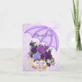  bedankkaart Witte Lila Paarse Bloemen (Voorkant)