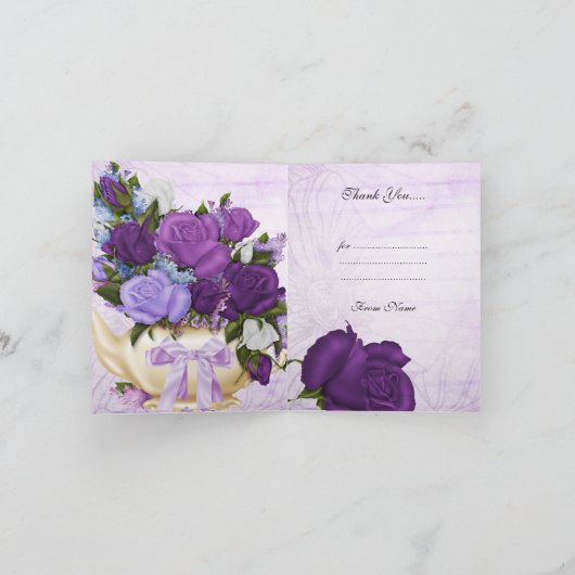  bedankkaart Witte Lila Paarse Bloemen (Binnen)