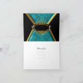 Bedankkaart Zebra Teal Zwart Goud Damast (Binnen)