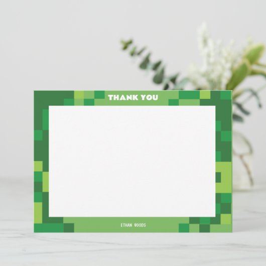 Bedankkaartje Pixelated Gamer Feestje Bedankkaart (Staand voorkant)