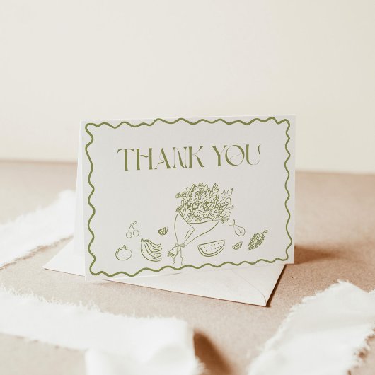 Bedankkaartje Rechtstreeks van de Markt Bruidsfees Bedankkaart